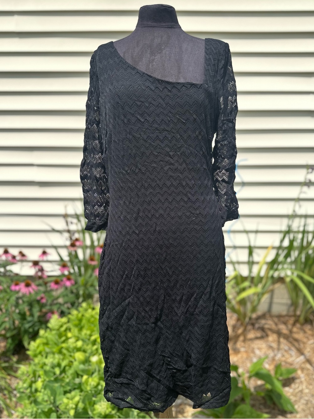 BCBGeneration Black Lace Scoop Neck Dress